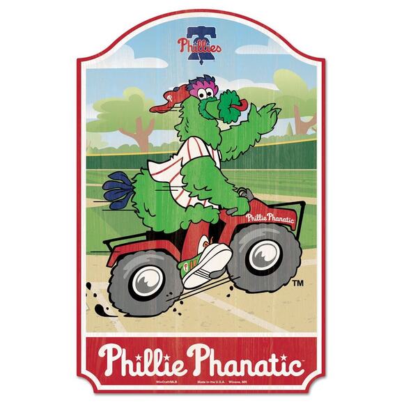 MLB Phillie Phanatic Wood Sign 11" x 17" Slogan Distressed Wall Baseball Phillie - Picture 2 of 3